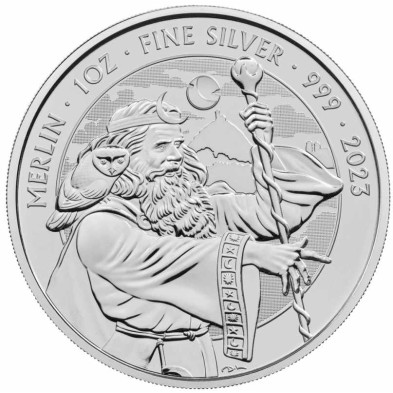 Moneda de Plata 2£ Libras-Reino Unido-1 Oz.-Myths And Legend-Merlin-2023