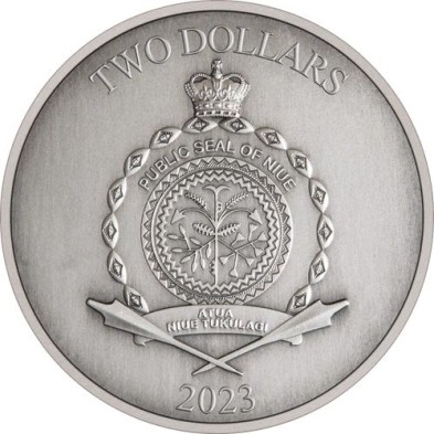 Moneda de Plata 2$ Dollar-Niue-1 Oz.-THE LORD OF THE RINGS™-Argonath-2023