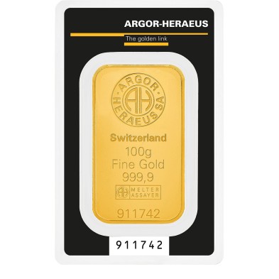 Lingote Oro 100 gramos Argor-Heraeus Kinebar