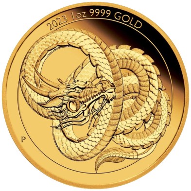 Moneda de Oro 100$ Dollar-Australia-1 oz.-Chinese Mythical Creatures-Dragon-Proof-2023