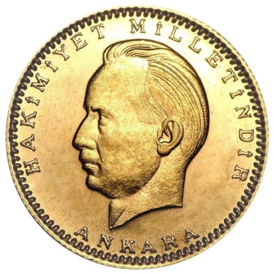 Moneda de Oro 100 Kurush-Turquia-1923/51