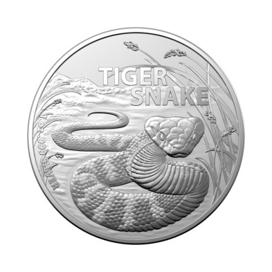 Moneda de Plata1$-Australia-Serie Most Dangerous-Tiger Snake-2024