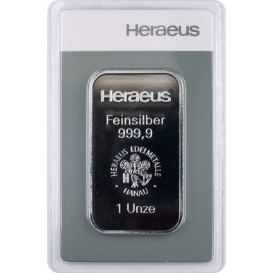 Lingote Plata 1 Onza Troy (31,10 gramos) Heraeus