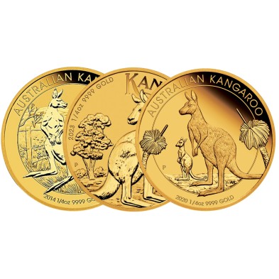 Moneda de Oro 25$ Dollar-Australia-1/4 oz.-Kangaroo (canguro)-Varios Años
