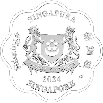 Moneda Plata 5$-Singapur-1 Oz.-Year Of The Dragon-Proof Coloured-2024