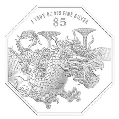 Moneda Plata 5$-Singapur-1 Oz.-Year Of The Dragon-Proof-2024
