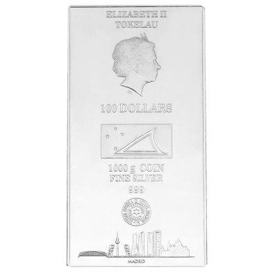 Moneda de Plata 100$ Dollar-Tokelau-1 Kilo-"Coin Bar Madrid"