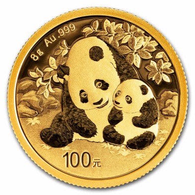 Moneda de Oro 100¥ Yuan-China-8 gramos-Panda-2024