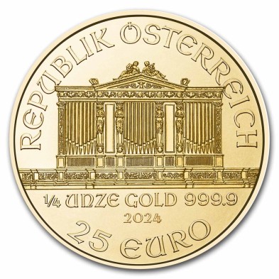 Moneda de Oro 25€ Euros - Austria - 1/4 oz. - Filarmónica de Viena-2024