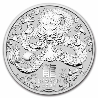 Moneda de Plata 50 Cents-Australia-1/2 oz-Serie Lunar III-Dragon-2024