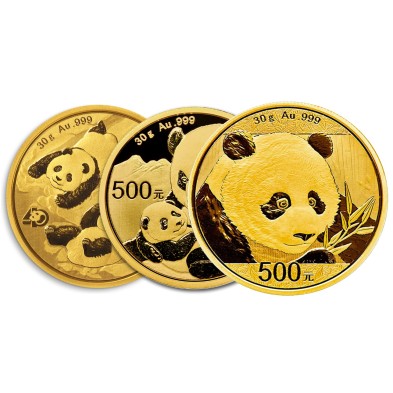 Moneda de Oro 500¥ Yuan-China-30 gramos-Panda-Varios Años.