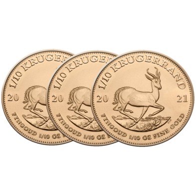 Moneda de Oro Krugerrand-1/10 oz.-Sudáfrica-Varios Años