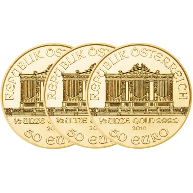 Moneda de Oro 50€ Euros-Austria-1/2 oz.-Filarmónica de Viena-Varios Años