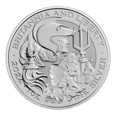 Moneda de Plata 2£ Libras-U.K. 1 oz.-Britannia and Liberty-2024