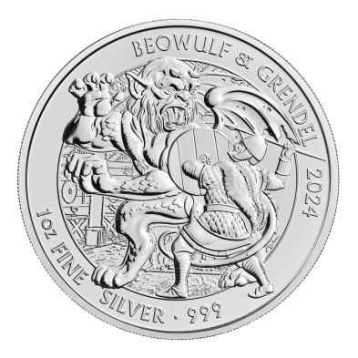 Moneda de Plata 2£ Libras-U.K.-1 oz.-Myths And Legends-Beowulf & Grendel -2024