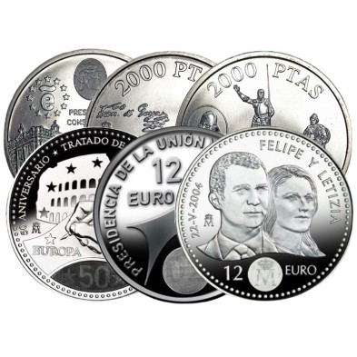 Moneda de Plata 2000-Pesetas/12€-España-Varios Años Mezclados