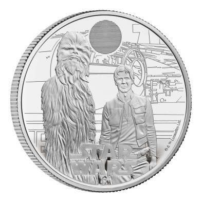 Moneda de Plata 2£ Libras-U.K. 1 oz.-Han Solo and Chewbacca-Proof-2024