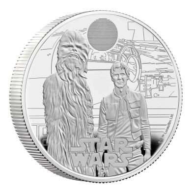 Moneda de Plata 5£ Libras-U.K. 2 oz.-Han Solo and Chewbacca-Proof-2024