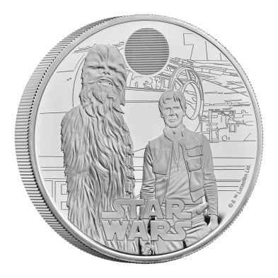 Moneda de Plata 10£ Libras-U.K. 5 oz.-Han Solo and Chewbacca-Proof-2024