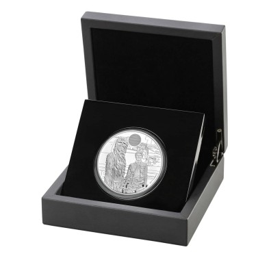 Moneda de Plata 10£ Libras-U.K. 5 oz.-Han Solo and Chewbacca-Proof-2024