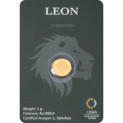 Moneda de Oro 2 Pound-Alderney-1 gramo-Leon-2023