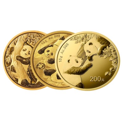 Moneda de Oro 200¥ Yuan-China-15 gramos-Panda-Varios Años