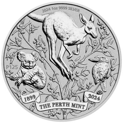 Moneda de Plata 1$ Dollar-Australia-1 oz.-Perth Mint 125 Aniversario-2024