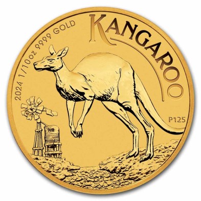 Moneda de Oro 15$ Dollar-Australia-1/10 oz.-Kangaroo (canguro)-2024