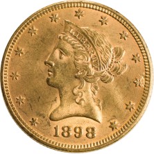 Moneda de Oro 10$ Dollar-USA-Coronet Head (Motto)-1898