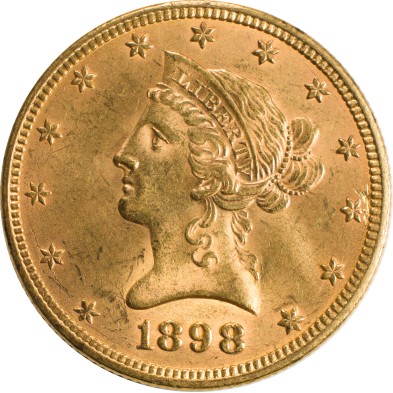 Moneda de Oro 10$ Dollar-USA-Coronet Head (Motto)-1898