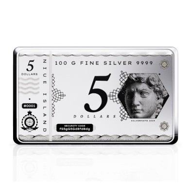 Moneda de Plata 5$ Dollar-Niue-Silvernote-2024