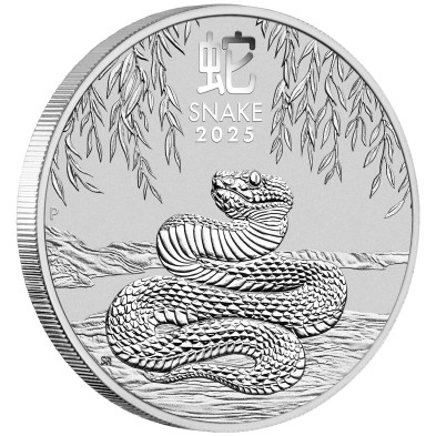 Moneda de Plata 2$ Dollars-Australia-2 oz-Serie Lunar III-Snake-2025