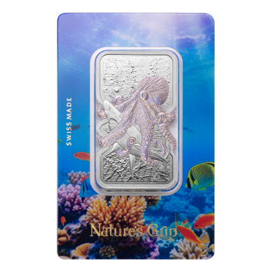 Moneda de Plata 2$ Dollar-Niue-1 oz.-Serie Nature’s Grip-Octopus-Coin Bar-2025