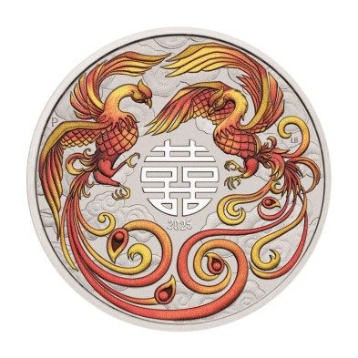 Moneda de Plata 1$ Dolar-Australia-1 Oz-Myths&Legends-Double Phoenix Red-2025