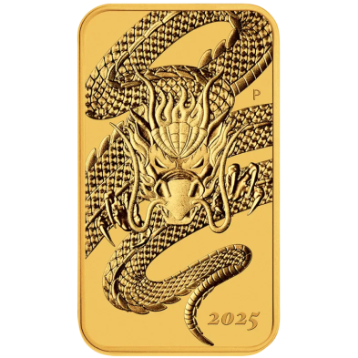 Moneda de Oro 100$ Dollar-Australia-1 Oz.-Dragón (rectangular)-2025