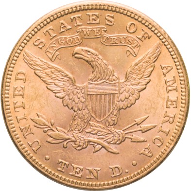Moneda de oro 10$ Dollar-USA-Eagle Liberty Head(Motto)-Philadelphia-1894