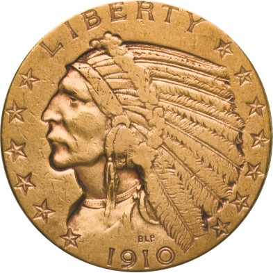 Moneda de oro 5$ Dollar-USA-Indian Head-1910