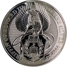 Moneda de plata 10 Pounds-U.K.-10 Oz-Serie Queen's Beasts-Griffin of Edward III-2018