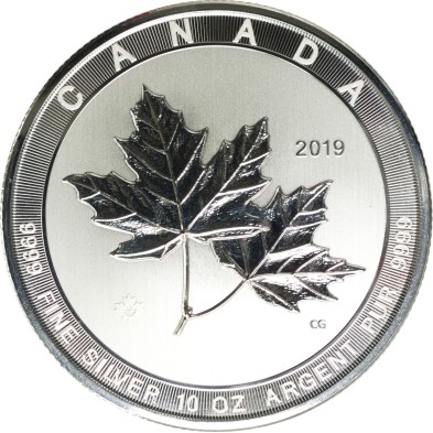 Moneda de plata 50 Dollars-Canada-10 Oz-Magnificent Maple Leaves-2019