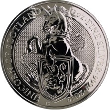 Moneda de Plata 10£ Libras-U.K.-10 Oz.-Serie Queen's Beasts- Unicorn of Scotland-2019
