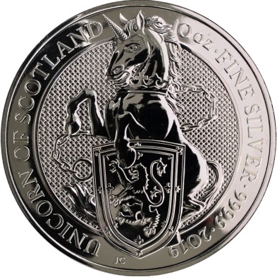 Moneda de Plata 10£ Libras-U.K.-10 Oz.-Serie Queen's Beasts- Unicorn of Scotland-2019