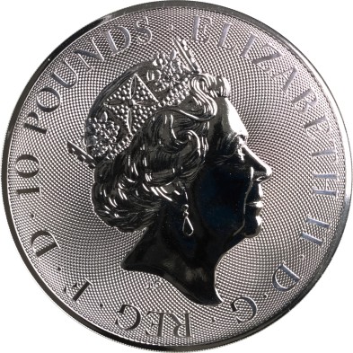 Moneda de Plata 10£ Libras-U.K.-10 Oz.-Serie Queen's Beasts- Unicorn of Scotland-2019