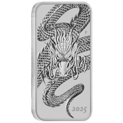 Moneda de Plata 1$ Dollar-Australia-1 oz.-Dragón (rectangular)-2025
