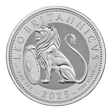Moneda de Plata 10£-Libras-U.K. 5 oz.-British Lion-2025