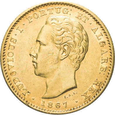 Moneda de Oro 5.000 Reis-Portugal-Luis I-1867