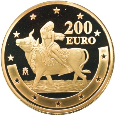 Moneda de Oro Primer Aniversario Euro-200€-Proof-2003