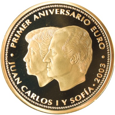 Moneda de Oro Primer Aniversario Euro-200€-Proof-2003