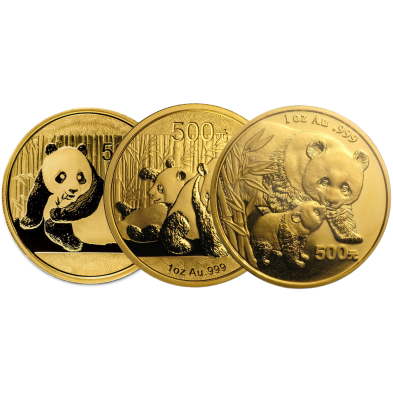 Moneda de Oro 500¥ Yuan-China-1 oz.-Panda-Varios Años