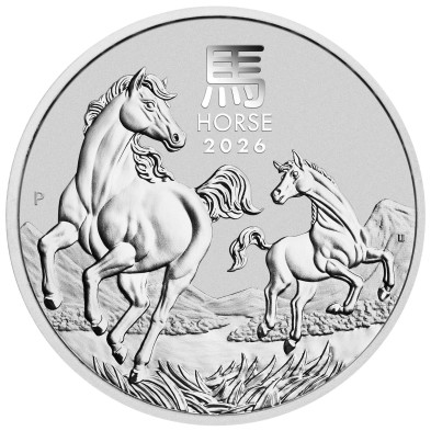 Moneda de Plata 1$ Dollars-Australia-1 oz-Serie Lunar III-Horse-2026