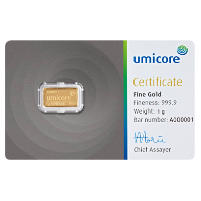 Lingote Oro 1 gramo Umicore